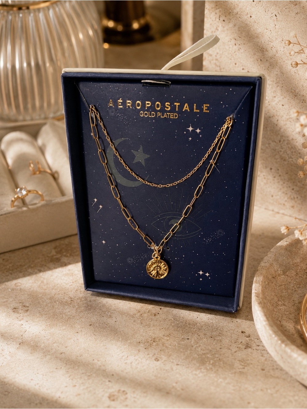 NEW Aeropostale GP Celestial Zodiac Necklace Layered Pendant | Astrology Jewelry
